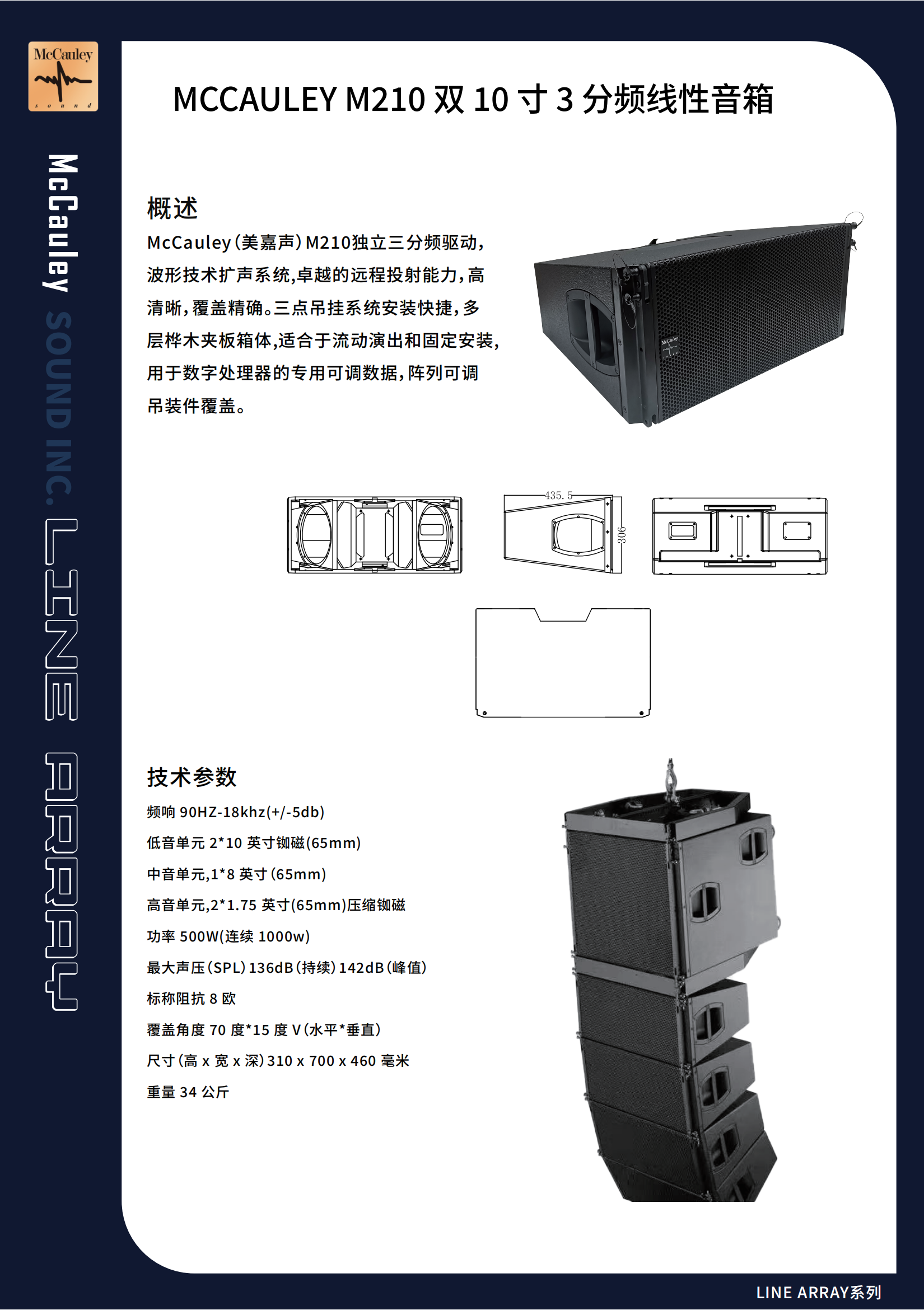 MCCAULEY M210 双10寸3分频线性音箱(图1)